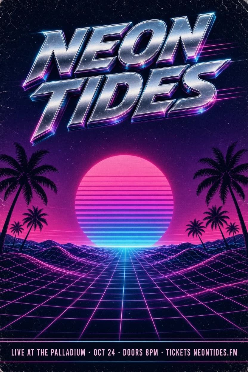 Affiche de concert synthwave